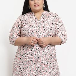plusS Pink & White Floral Printed Tunic-image-115