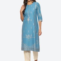 Biba Ethnic Motifs Printed Cotton Kurta-16