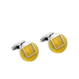 Alvaro Castagnino Yellow & Silver-Toned Round Cufflink-image-37