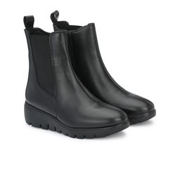 Delize Women Black Solid Vegan Leather Chelsea Ankle Boots-image-84