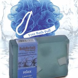 BodyHerbals Stress Relief Lavender Bathing Soap Bar with Natural Chunks & Free Bath Puff-42