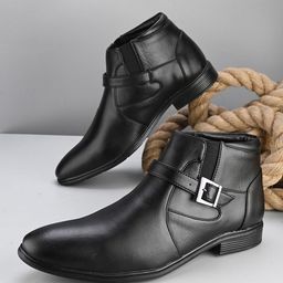 HERE&NOW Men Black Round Toe Formal Monks shoes-image-50
