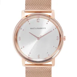 Mast & Harbour Men Silver-Toned Brass Dial & Rose Gold Toned Stainless Steel Bracelet Style Straps Analogue Watch-picture-17