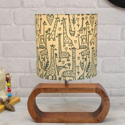 Homesake Walnut Oblong Wood Table Lamp With Savannah Shade & Led Bulb-0