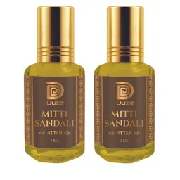 Duze Unisex Set Of 2 Natural Mitti Sandali Fragrance Scent Of Rain Attar with roller 6ml-14