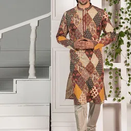 KISAH Ethnic Motif Printed Mandarin Collar Straight Kurta-image-66