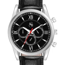 Shocknshop Men Dial & Leather Straps Analogue Chronograph Watch Watch66Silver-50