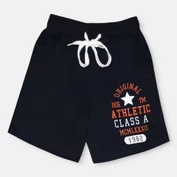 CHIMPRALA Boys Navy Blue Typography Printed Outdoor Antimicrobial Cotton Shorts-picture-26
