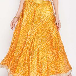 Clora Creation Tie & Dye Bandhani Printed Flared Maxi Skirt-picture-5