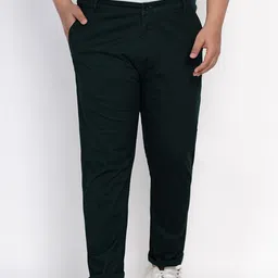 John Pride Plus Size Men Green Chinos Trousers-57