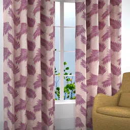Homefab India Purple & Cream-Coloured Set of 2 Long Door Curtains 9 Feet-image-55