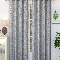 Homefab India Crystal Grey & White 2 Pieces Abstract Printed Long Door Curtains-12