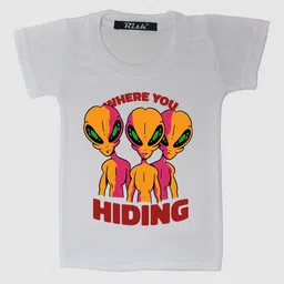 RISH Kids White Creepy Alien Printed T-shirt-image-89