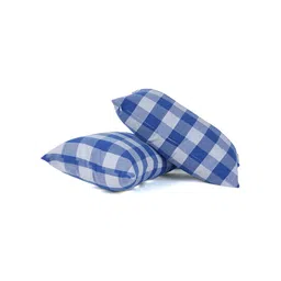 SKANDA FAB Blue & White 2 Pcs Checked Rectangle Cushion Covers-16