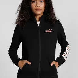 Puma Women Flower Logo Knitted Cotton Sporty Jacket-48