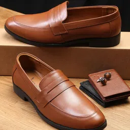 LOUIS STITCH Men Brown Solid Leather Slip-Ons-image-79
