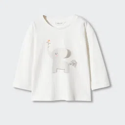Mango Kids Girls Elephant Printed Sustainable Cotton T-shirt-image-32