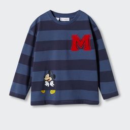 Mango Kids Boys Striped Pure Cotton Mickey Mouse T-shirt-image-82