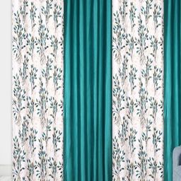 AaHo Decor Blue & White 4 Pieces Floral Door Curtains-40