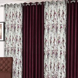 AaHo Decor Purple & White 4 Pieces Floral Door Curtains-38