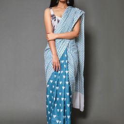 KALINI Geometric Printed Pure Cotton Saree-image-62