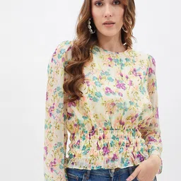 Kibo Floral Print Georgette Waist Top-image-32