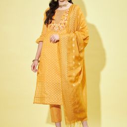 VredeVogel Floral Embroidered Kurta With Trousers & Dupatta-image-20