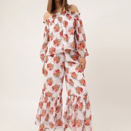 Masakali.Co Floral Printed Off-Shoulder Puff Sleeves Top With Sharara-picture-21