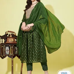 PPTOSS Floral Embroidered Regular Thread Work Anarkali Kurta With Trousers & Dupatta-image-45