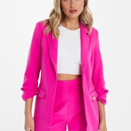 QUIZ Lapel Collar Longline Open Front Jacket-4