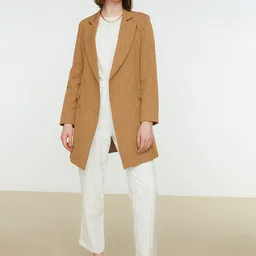 Trendyol Notched Lapel Double-Breasted Oversize Longline Blazer-image-58