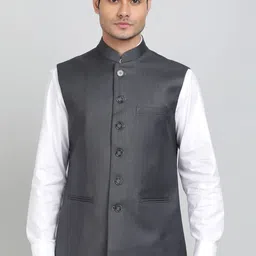 Greenfibre Men Solid Nehru Jacket-picture-30