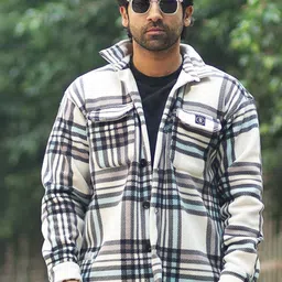 Maniac Checked Spread Collar Casual Shacket-image-32