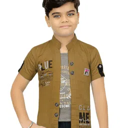 BAESD Boys Typography Printed Lightweight Open Front Jacket With Attached T-Shirt-5