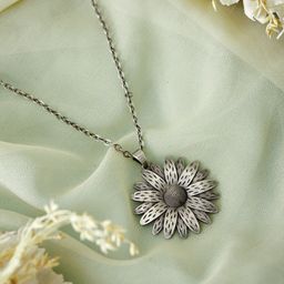 ATIBELLE Silver Plated German Floral Shaped Pendant Chain-image-77