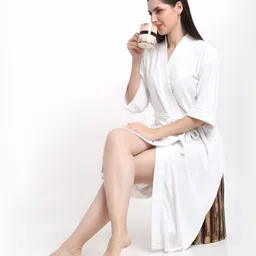 Creeva White Terry Cotton Bath Robe-image-51