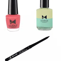Moraze Pack of Kajal with 1 Nail Polish (Coral Saga) (5 ML) 1 Nail Paint Remover (30 ML)-image-38