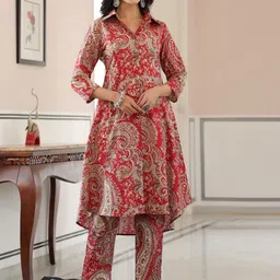 PIROH Women Ethnic Motifs Printed Regular Pure Cotton Kurta with Trousers-41