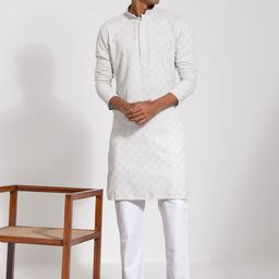 VASTRAMAY Embroidered Regular Sequinned Kurta with Pyjamas-5
