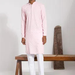 VASTRAMAY Embroidered Regular Long Sleeves Sequinned Kurta with Pyjamas-image-80