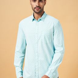 BYFORD by Pantaloons Men Blue Slim Fit Micro Checks Opaque Printed Casual Shirt-image-30