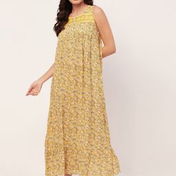 Moomaya Floral Printed Square Neck Maxi Nightdress-image-57