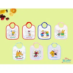 The Little Lookers Infant Pack Of 7 Multi-Coloured Animal Printed Terry Cotton Bibs-47