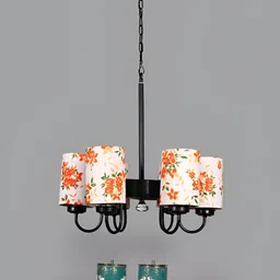 Devansh White & Green Printed Iron Quirky Ceiling Lamp-19