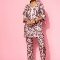 Libas Floral Printed V-Neck Kurta With Trouser-picture-32
