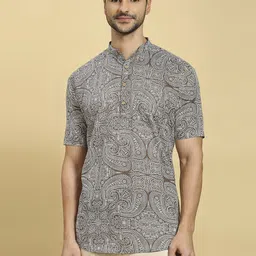 RAJUBHAI HARGOVINDAS Ethnic Motifs Printed Mandarin Collar Block Print Pure Cotton Kurta-picture-10