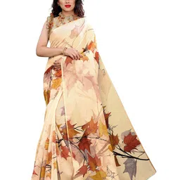 KALINI Cream-Coloured Floral Organza Bagh Saree-image-54