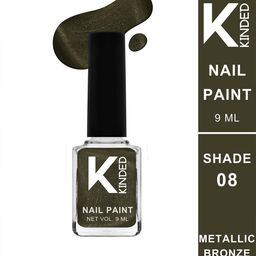 KINDED Long Stay Glossy Finish Nail Polish - 9ml - Metallic Bronze Green 08-22