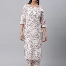 AURELIA Floral Printed Lace Detail Kurta with Palazzos-18
