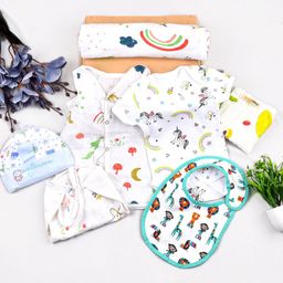 Moms Home Infant Kids Pack Of 8 Organic Muslin Cotton Baby Apparel Gift Set-8